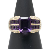 K18YG イエローゴールド アメジスト4.90ct ダイヤ0.10ct リング 指輪 レディース 15.5号 【中古】